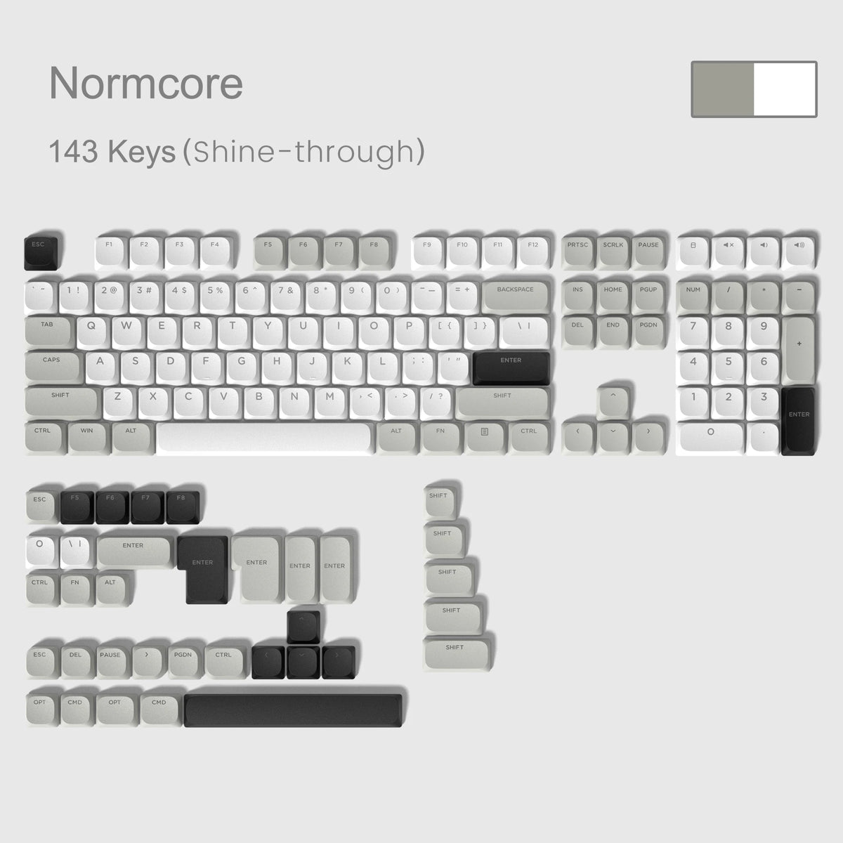 143-Key Low-Profile PBT Keycap Set - Double-Shot Keycaps for Gateron & Cherry MX Switches