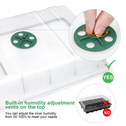 3pcs 40-Cell Seed Tray Set — Thickened Seedling Propagator with Transparent Cover for Greenhouse & Garden