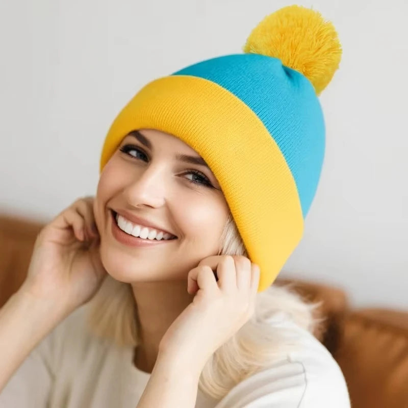 Unisex Christmas & Holiday Cosplay Set – Funny Knitted Beanie Hat with Gloves, Warm Winter Hat for Halloween & New Year