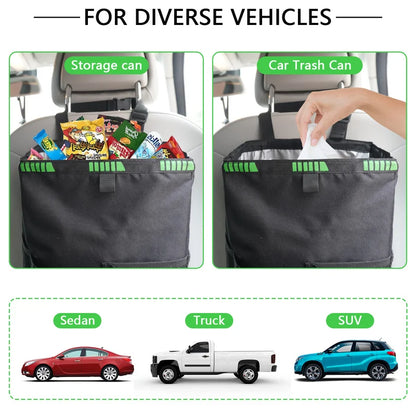 Waterproof Foldable Car Trash Can - Large Capacity Hanging Waste Bin & Vehicle Organizer