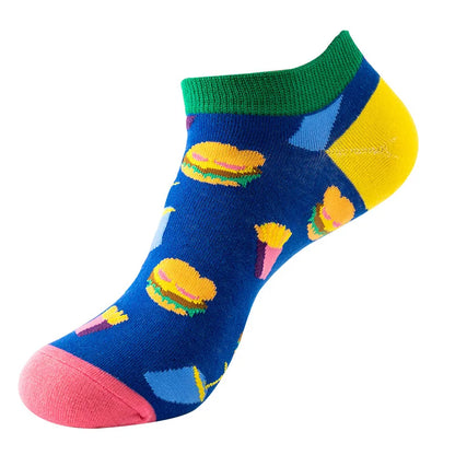 Combed Cotton Ankle Socks for Men & Women - Funny Beer, Fruit & Food Novelty Low Cut Socks (EU 38-43)