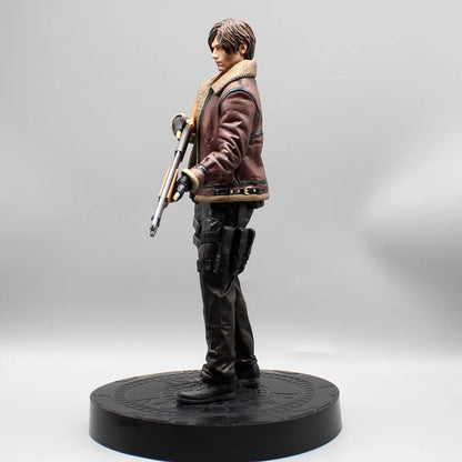 33cm Leon Zombie Hunter Leather Anime Figure – Boys’ Action Model Doll & Desk Decoration Statue