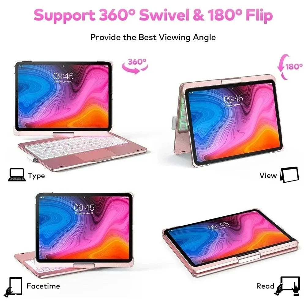 360° Magic Keyboard Case for iPad — Backlit Keyboard Folio for iPad Air 13/11, Pro 12.9/11, iPad 10.5/10.2, Air 4/5 & 10th Gen 10.9-inch