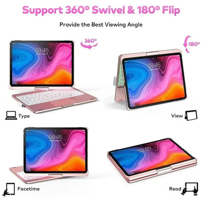 360° Magic Keyboard Case for iPad — Backlit Keyboard Folio for iPad Air 13/11, Pro 12.9/11, iPad 10.5/10.2, Air 4/5 & 10th Gen 10.9-inch