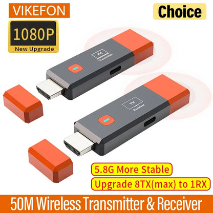 Wireless HDMI Video Transmitter & Receiver Kit – TV Stick Dongle Adapter for PC, Camera, Laptop to Projector, Monitor, TV