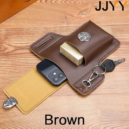 Men’s Leather Vintage Waist Bag – Phone Holster Pouch for Travel, Hiking & Outdoor Use