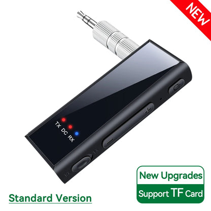 Bluetooth 5.4 Audio Transmitter Receiver – 3.5mm AUX Wireless Adapter with Mic & TF Card Support for Car, TV, PC