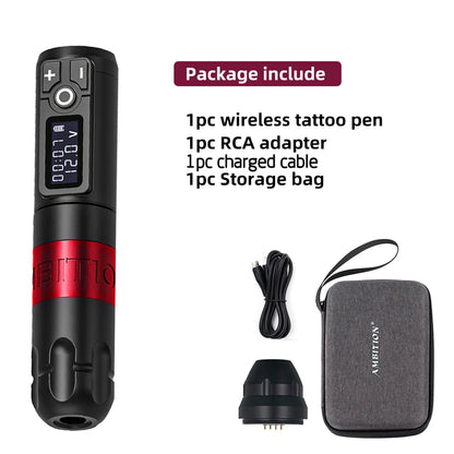 Ambition Soldier Wireless Tattoo Machine — Rotary Battery Pen with 2400mAh & LED Digital Display | Portable Power Pack for Body Art