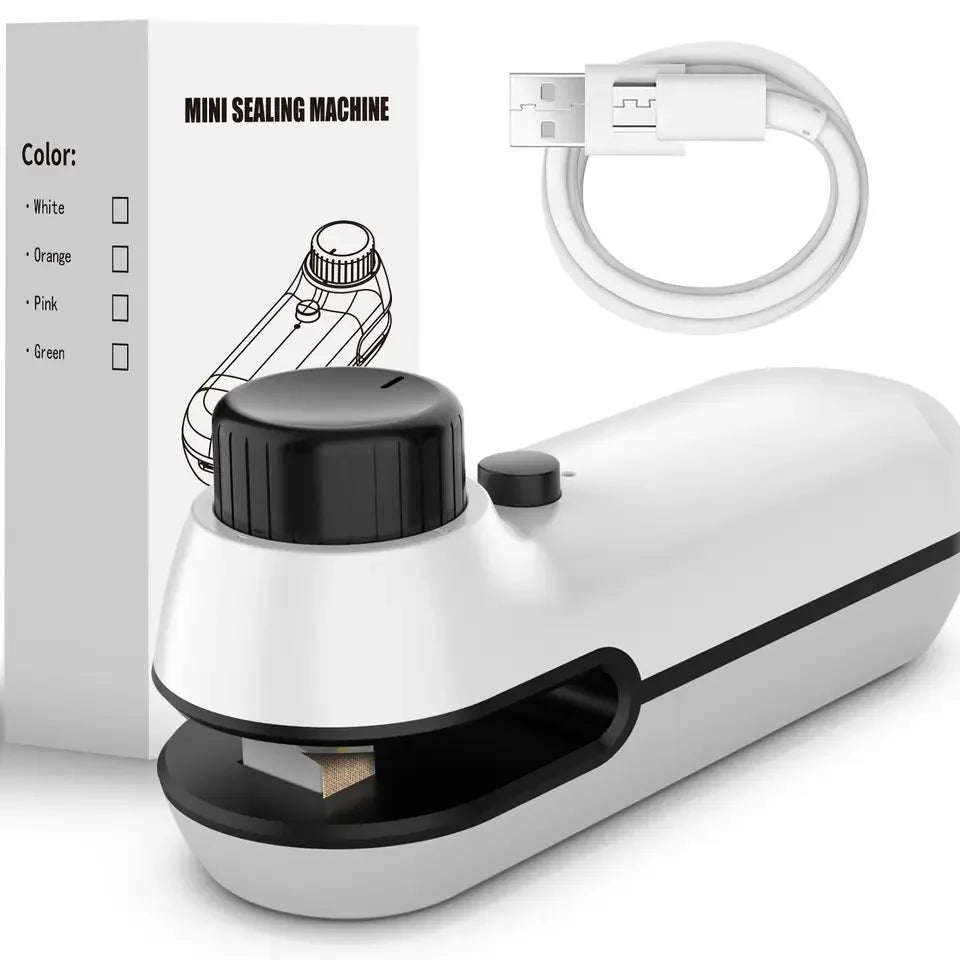 2-in-1 Mini Heat Sealer: Rechargeable Bag and Snack Sealer Clip - Handheld USB Plastic Package Sealer