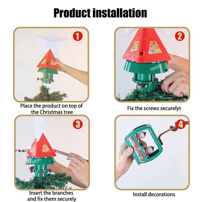 Battery Operated Railway Train with Sound & Light – Electric Christmas Tree Top Star Track Toy for Kids