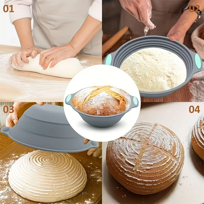 Silicone Bread Fermentation Basket - Foldable Easy-Clean Dough Proofing Bowl for Home Baking
