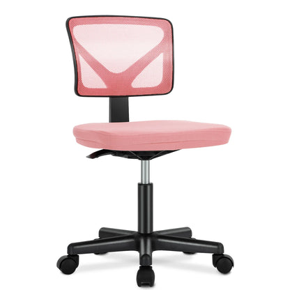 Mesh Armless Office Chair – Low Back with Lumbar Support, Adjustable Height, 360° Swivel & Wheels