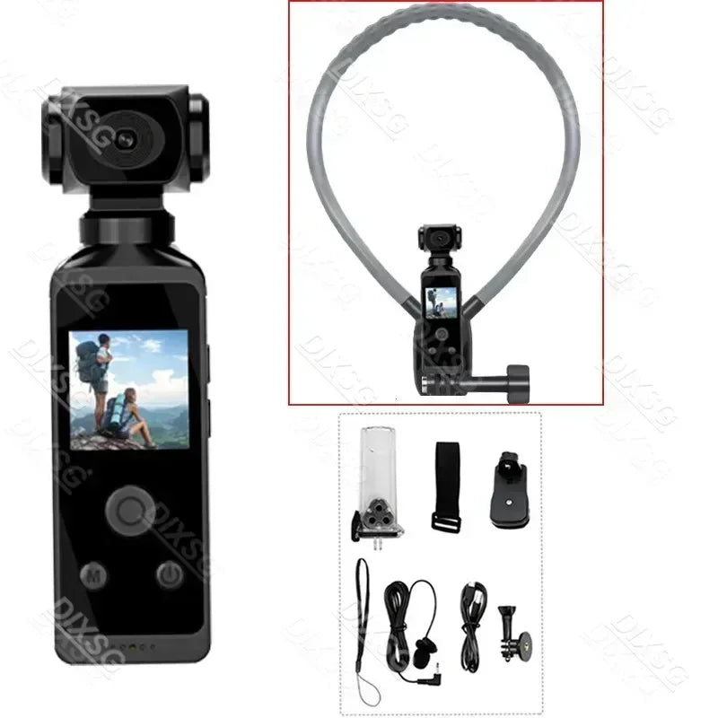 4K Ultra HD Pocket Action Camera — 270° Rotatable Vlog Sports Cam with WiFi, Waterproof Case & Helmet Mount