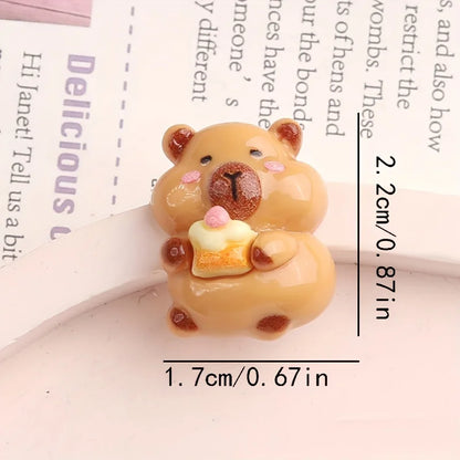 6-Piece Gourmet Capybara Resin Refrigerator Magnets - Cute Food-Themed Fridge and Message Board Decorations for Home and Office