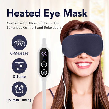 USB Heated Eye Mask with Vibration Massage – Relieve Eye Fatigue, Dry Eyes, and Promote Sleep for Home, Office & Travel