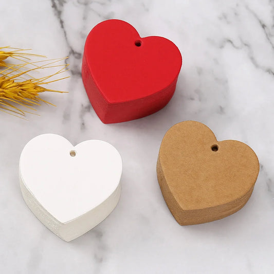 50PCS 5cm Heart-Shaped Red Paper Tags – Love Labels for Garment, Shoes, Clothes Packaging & DIY Gift Bags