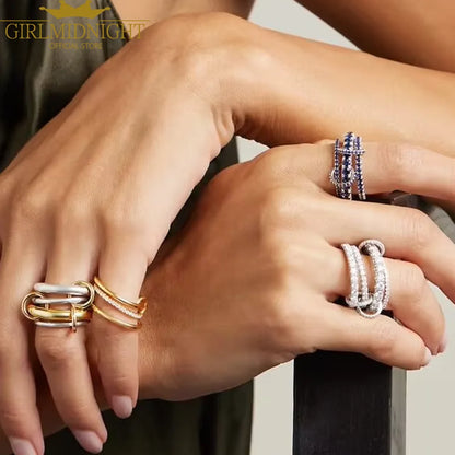 2026 Spinelli Stacking Rings - Iced Out 5A CZ Micro Pave Multi-Piece Engagement Finger Jewelry Set for Women