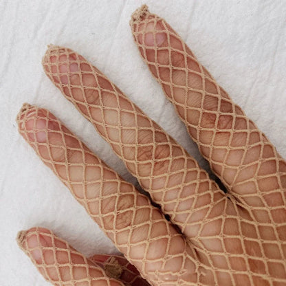 Long High Elasticity Fishing Net Gloves - Thin, Sexy Transparent Mesh for Cosplay and Stage Performance, Fashionable Soft Solid Design