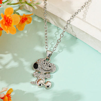 Snoopy Zircon Necklace - Cartoon Dog Pendant Couple Gift & Valentine’s Day Clavicle Chain