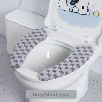 Thick Warm Toilet Seat Cushion Cover – Adhesive, Washable & Reusable Bathroom Mat for Winter Comfort