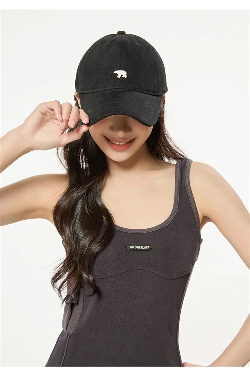 Spring Summer Polar Bear Embroidery Baseball Cap – Unisex Cotton Snapback Sun Hat