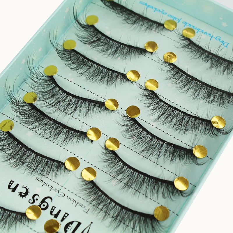 DINGSEN 10 Pairs Handmade Eyelash Fans – Individual False Lashes for Beauty & Makeup, Factory Price