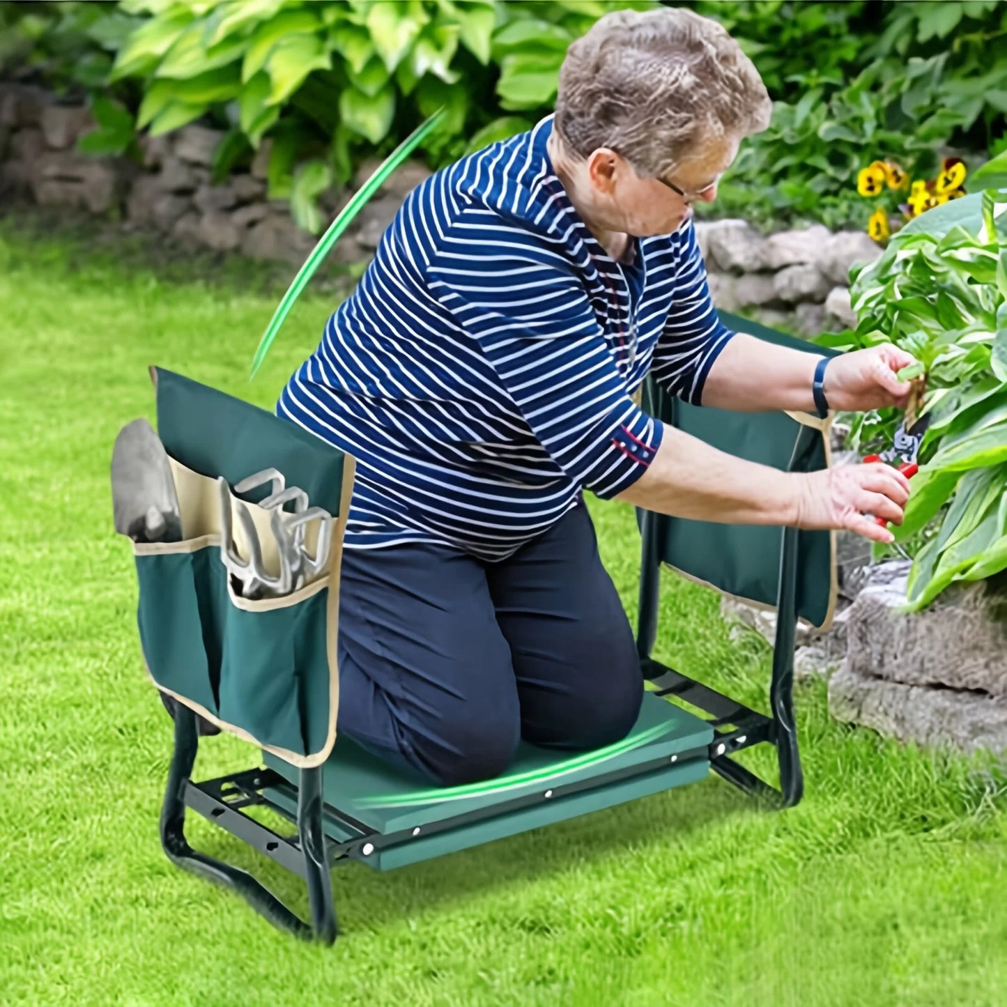 Upgraded Foldable Garden Kneeler & Seat – Heavy-Duty Gardener Stool with Thickened Soft Kneeling Pad
