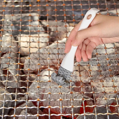 Ultimate Grill Brush with V-Shaped Hook and Scraper - Versatile BBQ Tool for Kitchen Gadget Enthusiasts