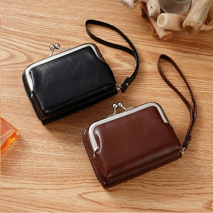 Women’s Fashion Wrist Strap Wallet – Retro Buckle Purse with Large Capacity & Multi Card Slots
