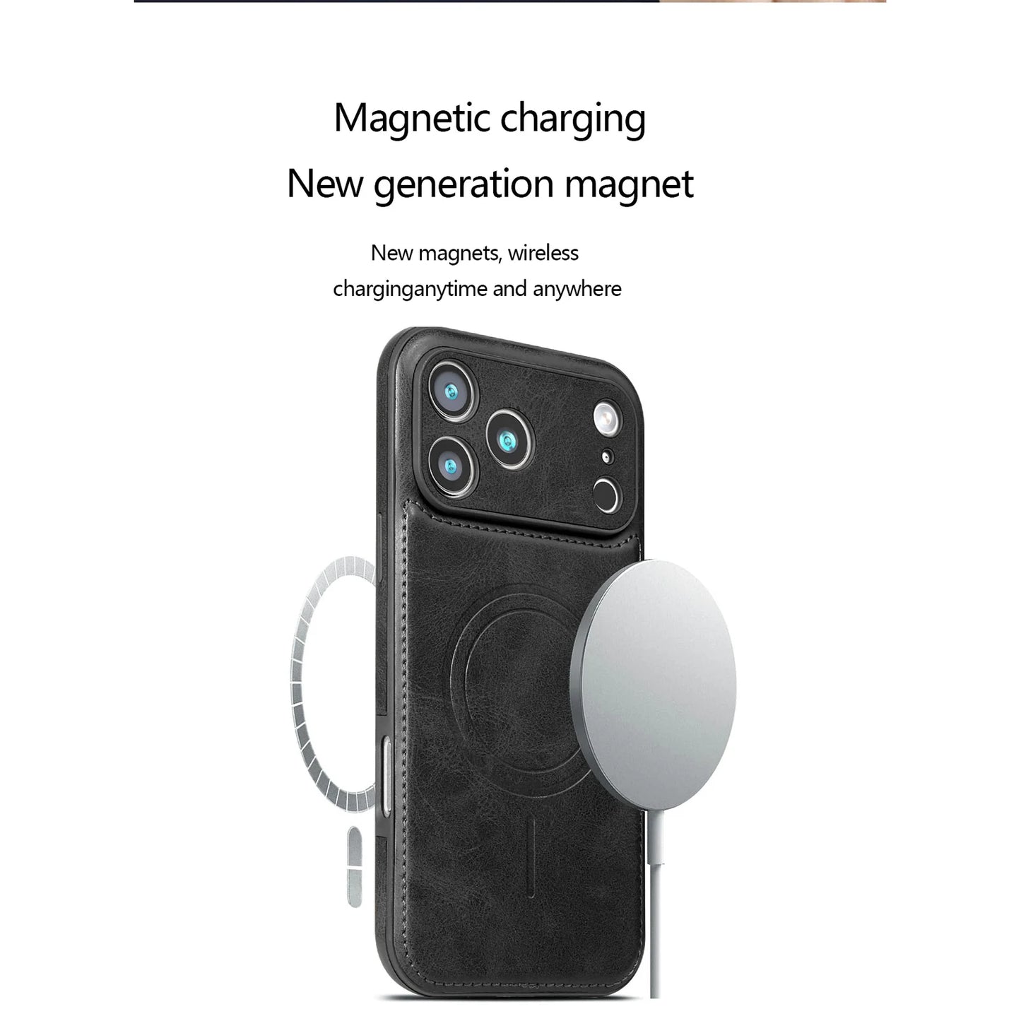 Luxury Magnetic Leather Case - Shockproof MagSafe Compatible Cover for iPhone 12, 13, 14, 15, 16 & 17 Series