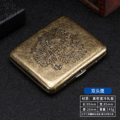 Retro Metal Cigarette Case - 20-Piece Capacity Vintage Bronze Tobacco Storage Holder