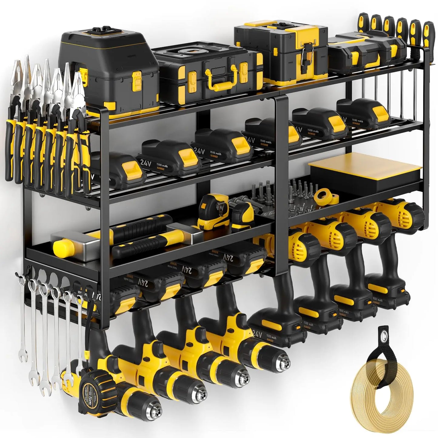 Heavy Duty Power Tool Organizer — 4-Layer Wall Mount Drill & Garage Storage Rack