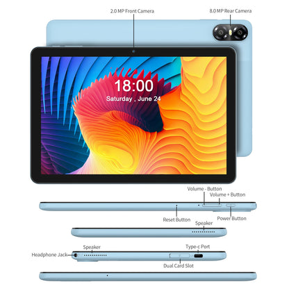 PRITOM TOUCH 10 Plus 10-Inch Android 13 Tablet – 8GB RAM, 64GB Storage (1TB Expandable), WiFi 6, BT5.0, Dual Box Speakers