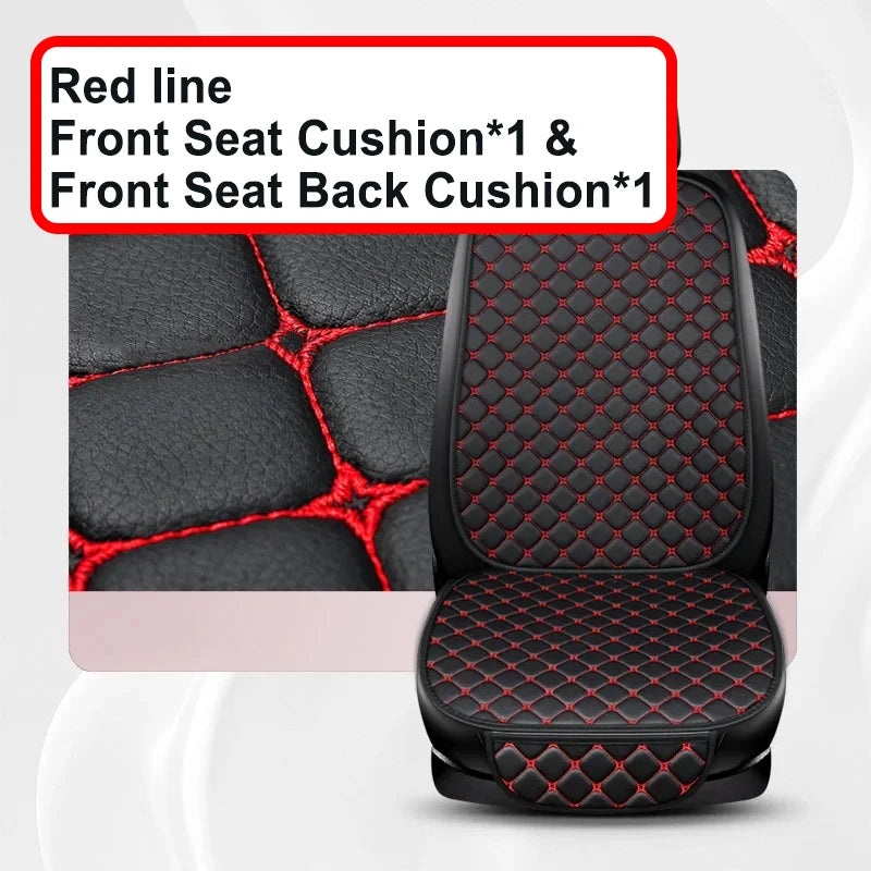 Universal PU Leather Car Seat Cover - Minimalist Soft Seat Cushion Protector with Storage Pocket for Car Interior Accessories
