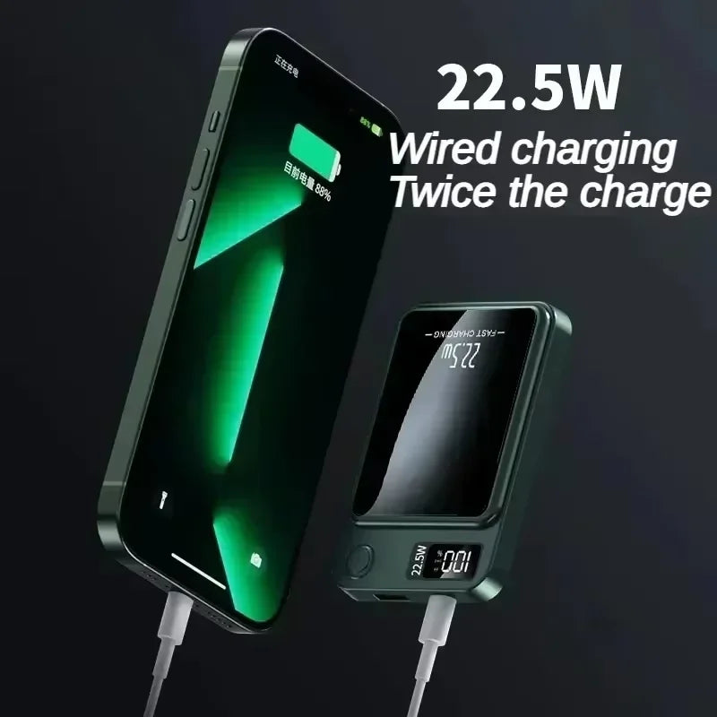 Lenovo 500000mAh Magnetic Power Bank - 22.5W Fast Charging Portable Battery Pack for iPhone & Samsung