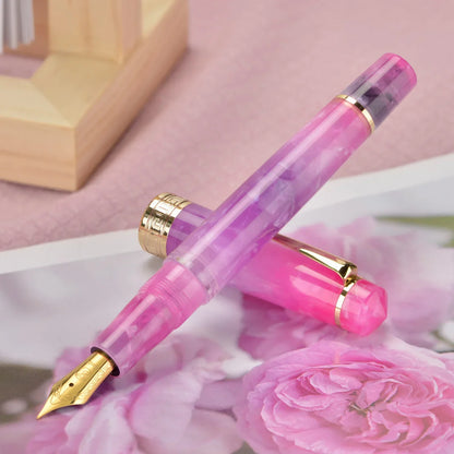 Asvine P20 Piston Filling Fountain Pen – Acrylic with Beautiful Patterns, EF/F/M Nib, Golden Clip, Smooth Writing Office Gift Pen