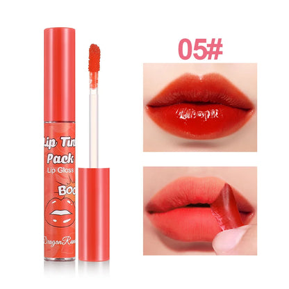 Peel-Off Rose Red Lip Gloss & Lip Stain – Waterproof, Transfer-Resistant Liquid Lipstick with Long-Lasting Tattoo Effect & Contour Definition Makeup