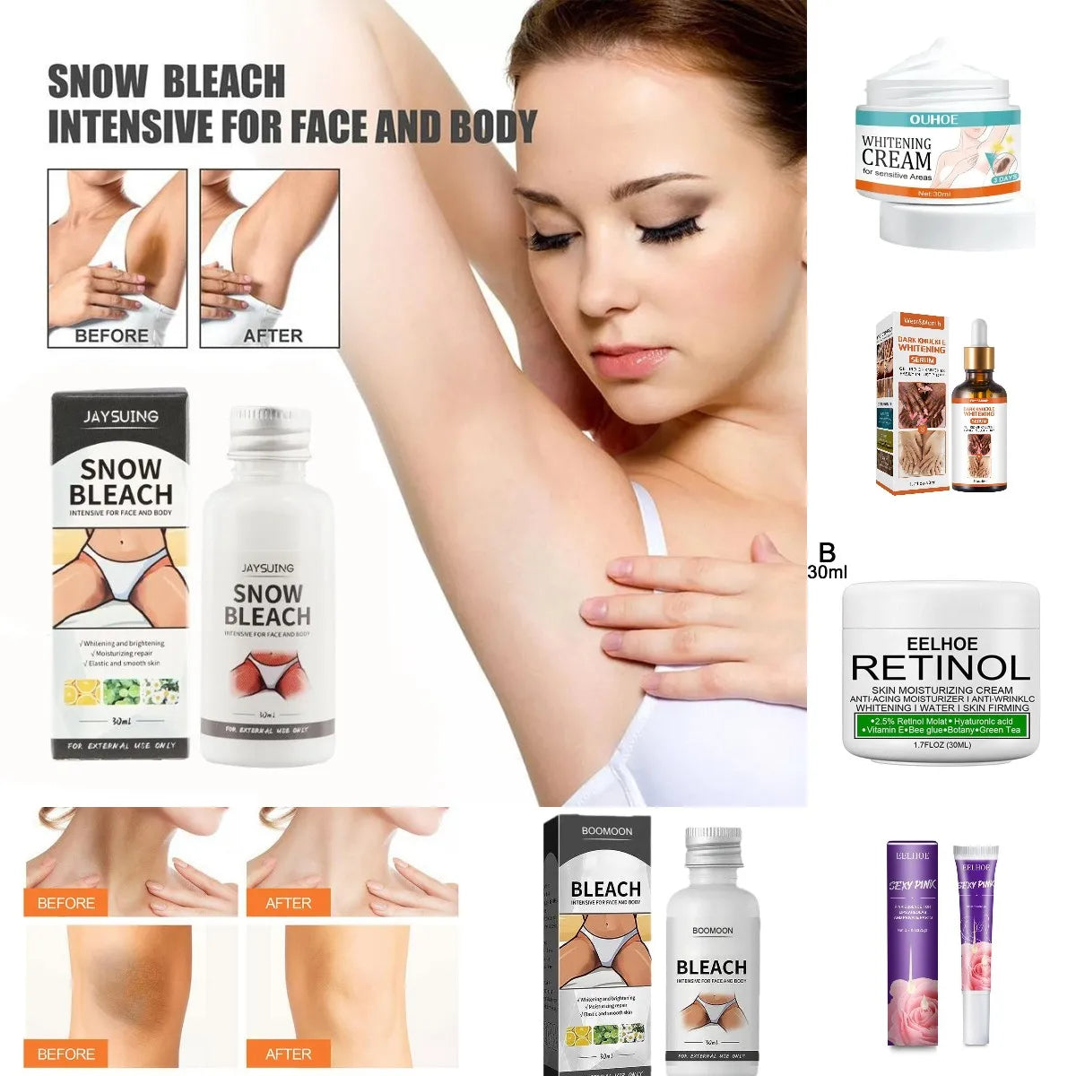 Skin Brightening Cream – Dark Spot Corrector for Underarms, Knees & Inner Thighs, Even Tone Whitening Serum for Intimate Area Care
