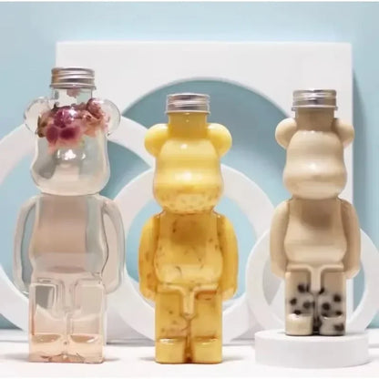 1-10PCS 500ml Cartoon Bear Portable Bottles – Cute Transparent Drink Containers for Bubble Tea, Juice & Party Supplies