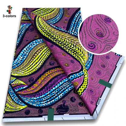 100% Cotton African Wax Print Fabric - Soft Golden Ankara Pagne for Nigerian Fashion & Traditional Wear