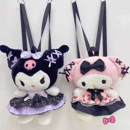 Kawaii Sanrio Kuromi Plush Backpack – Lolita Style Stuffed Animal Doll, My Melody Tote Bag for Women & Girls, Christmas Gift