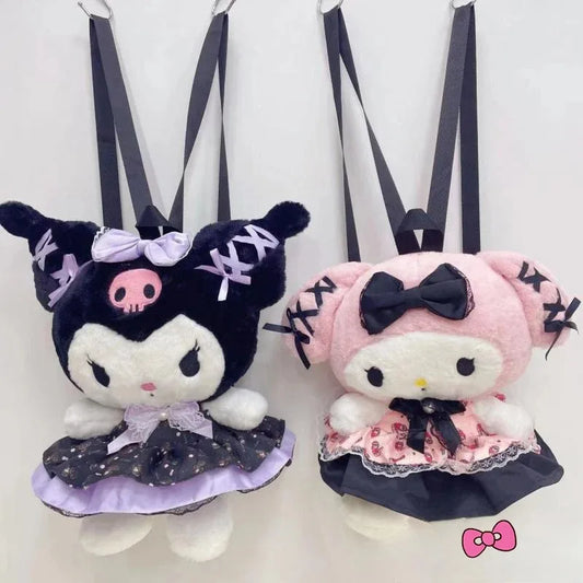 Kawaii Sanrio Kuromi Plush Backpack – Lolita Style Stuffed Animal Doll, My Melody Tote Bag for Women & Girls, Christmas Gift