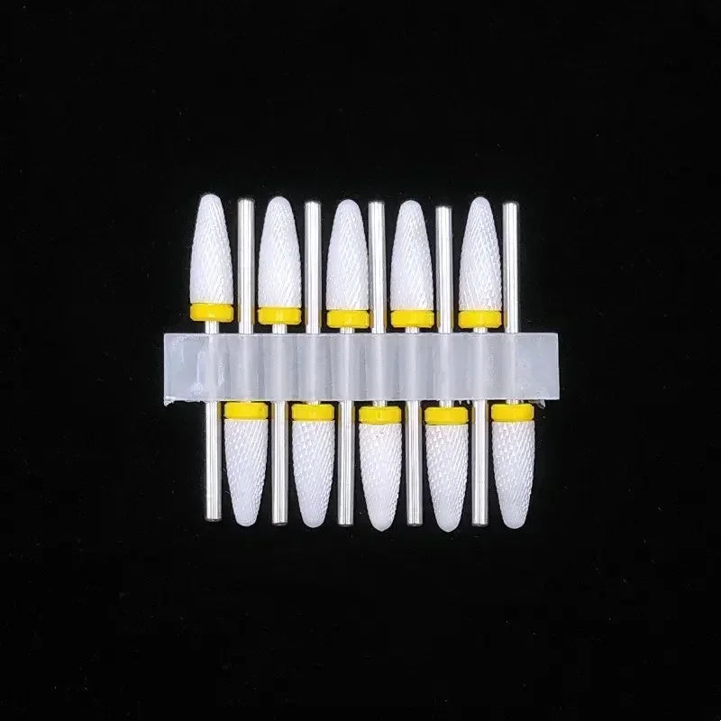 10PCS Ceramic Nail Drill Bits - Rotary Milling Cutters for Gel Polish Removal & Nail Grinding Machine Accessories