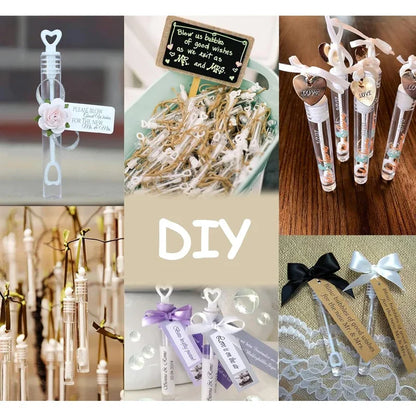 10/100Pcs Mini Heart Bubble Wands – Empty Wedding & Party Bubble Bottles, Baby Shower Favors, Kids Toys & Gifts