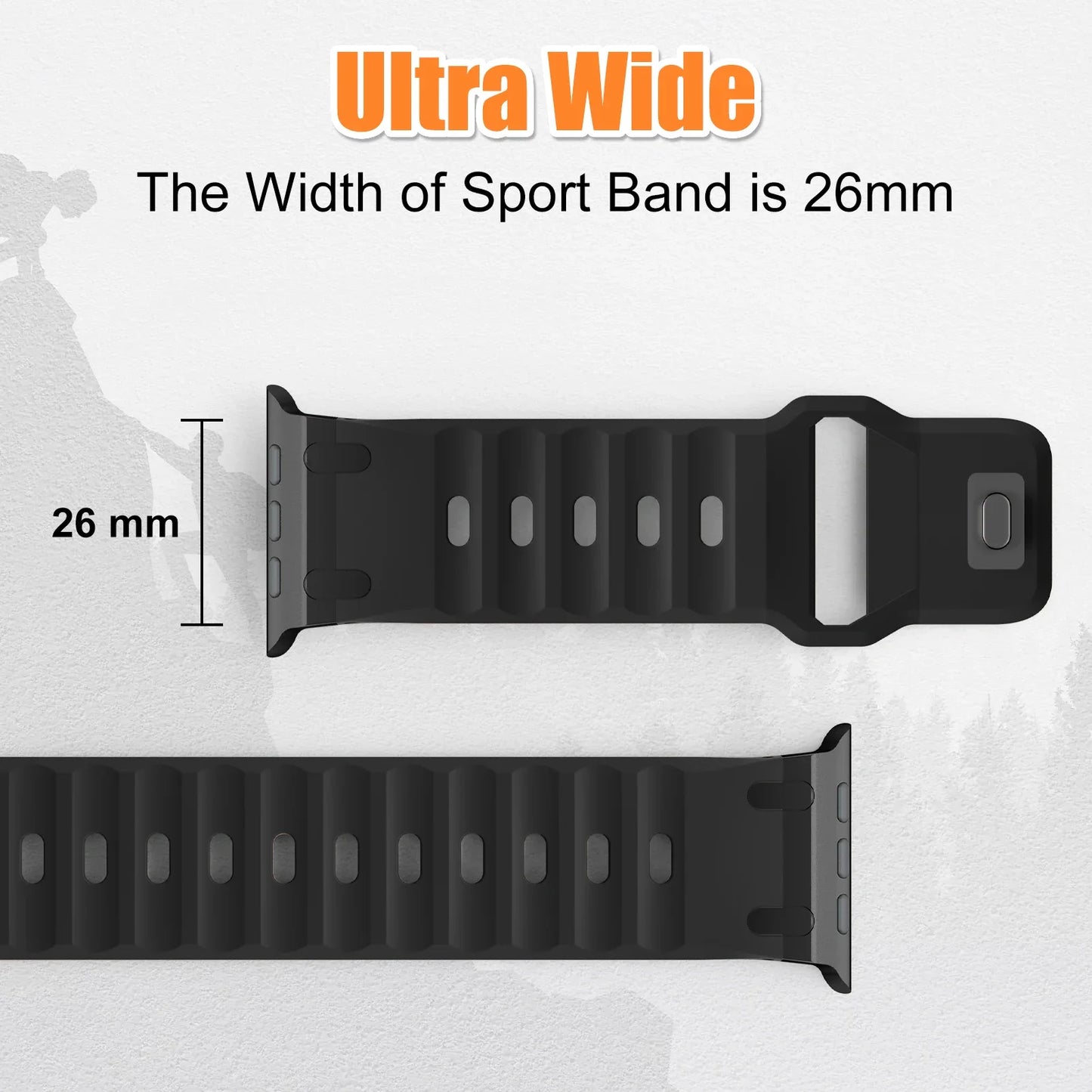 Sport Silicone & Stainless Steel Strap for Apple Watch — Fits Ultra 2 & Series 10/9/8/7/SE (44–49mm)