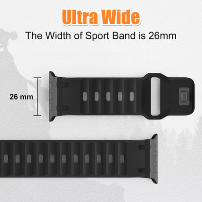 Sport Silicone & Stainless Steel Strap for Apple Watch — Fits Ultra 2 & Series 10/9/8/7/SE (44–49mm)