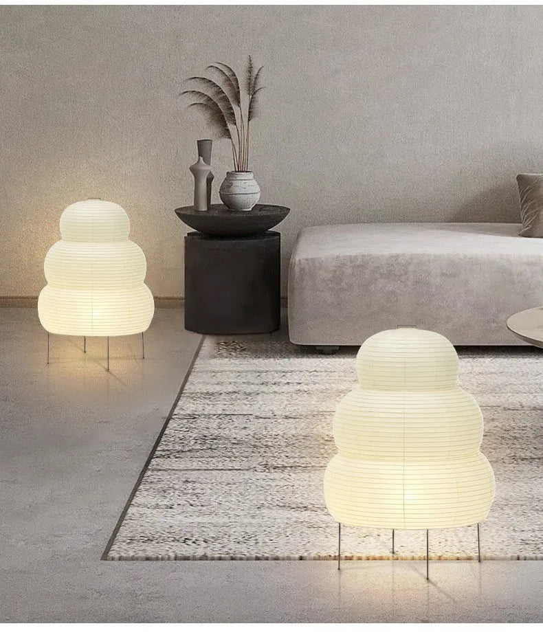 Japanese Akari Noguchi Yong Table Lamp - White Rice Paper Decorative Desk Light for Bedroom, Living Room, & Study
