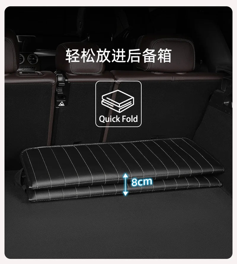Foldable Car Travel Bed for Rear Seat – Wear-Resistant PU Sleeping Pad Mattress for SUV & Sedan Trips