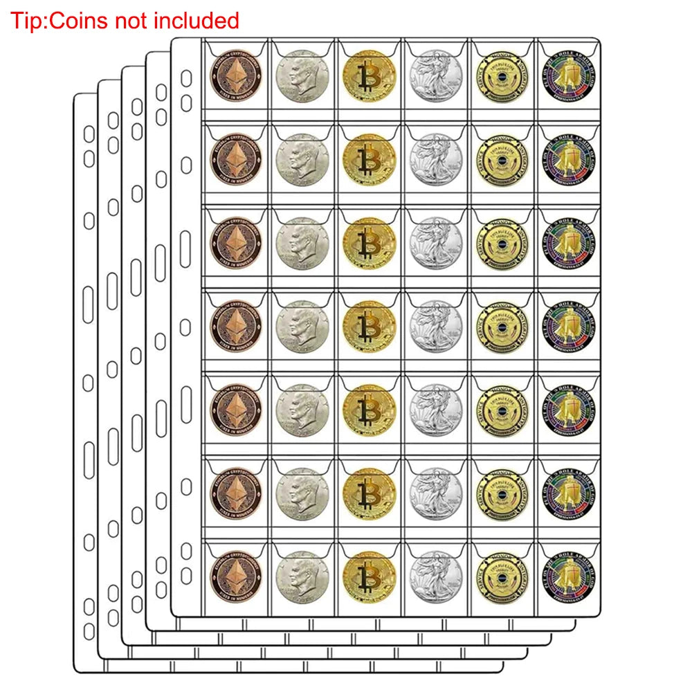 42 Pocket Coin Collection Pages - 9 Hole Coin Sleeves for Collectors, Stamps, Badges & Hobby Storage