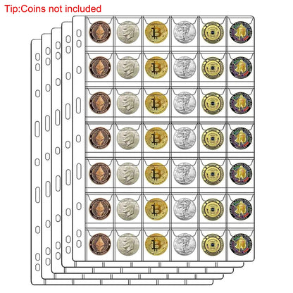42 Pocket Coin Collection Pages - 9 Hole Coin Sleeves for Collectors, Stamps, Badges & Hobby Storage